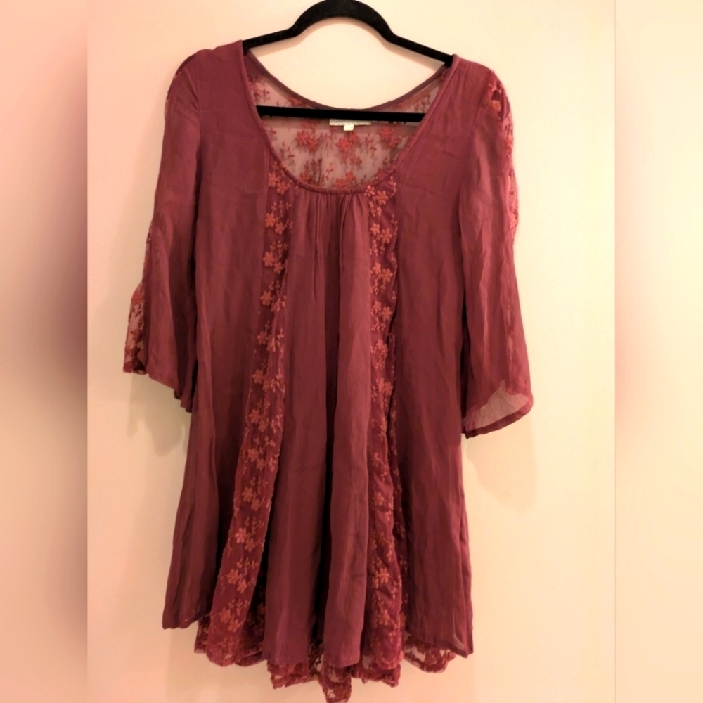 World Market Chiffon Burgundy Tunic S/M